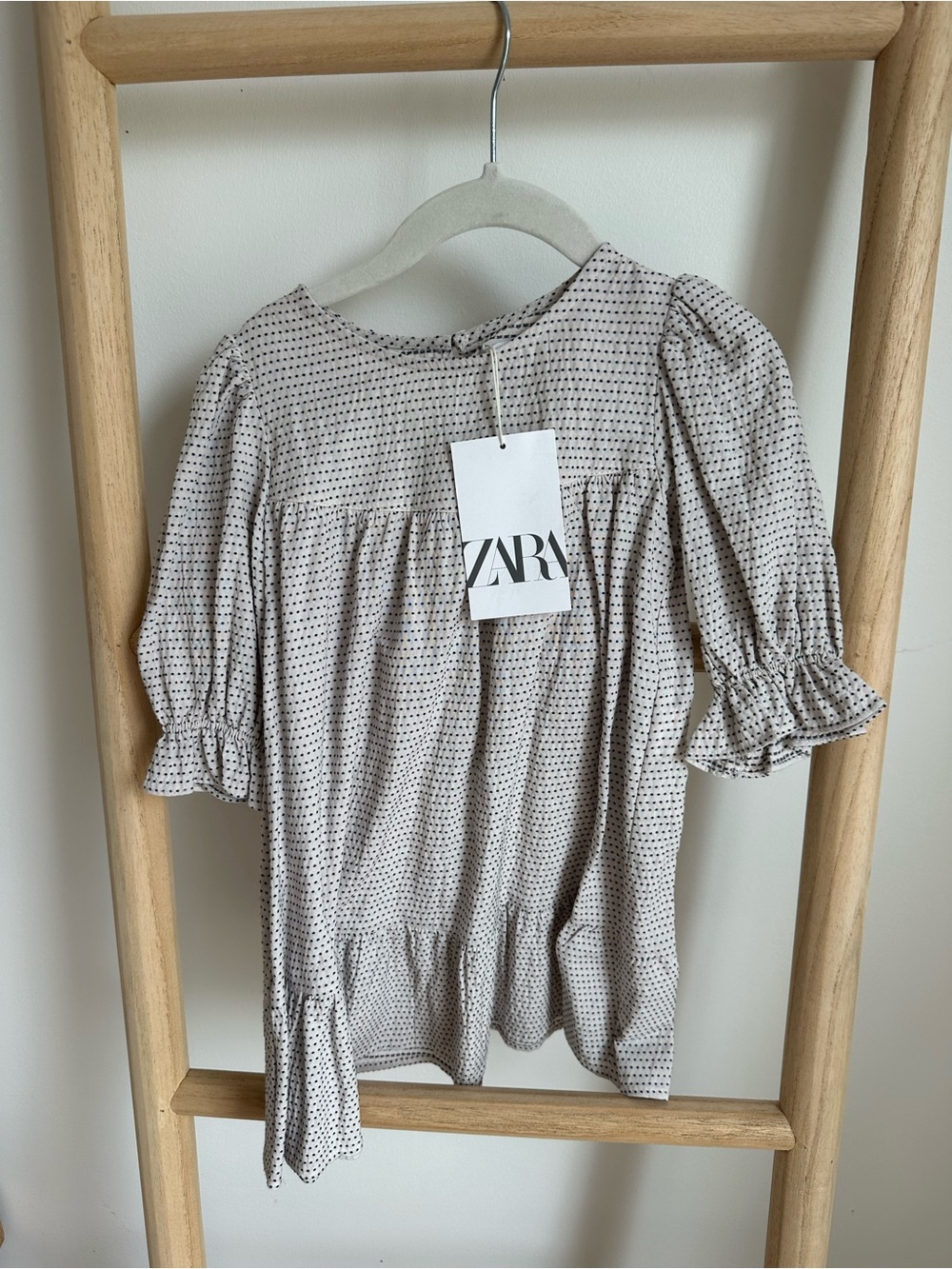 Zara Cream Polka Dot Dress